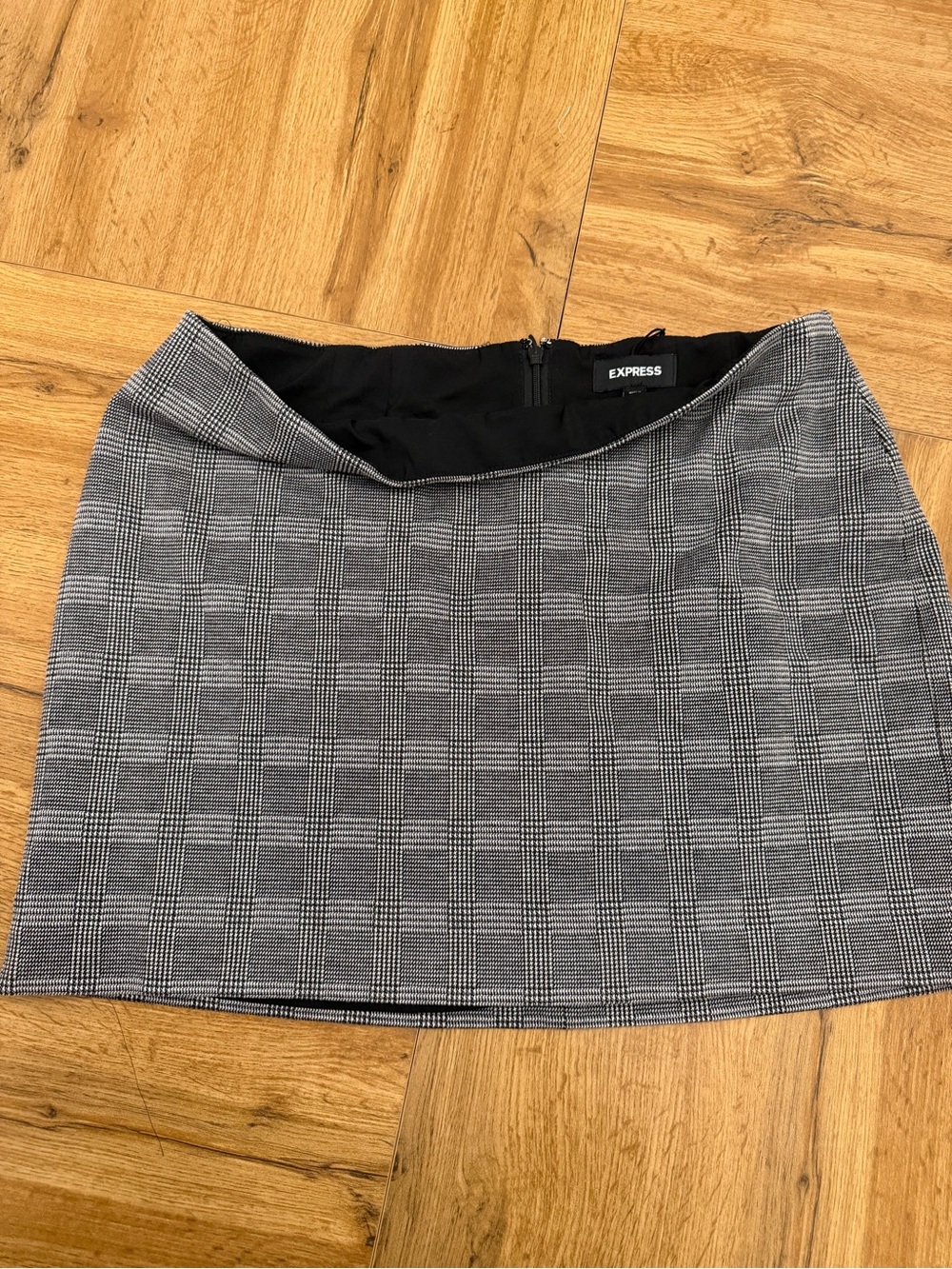 Express Black and Gray Plaid Mini Skirt